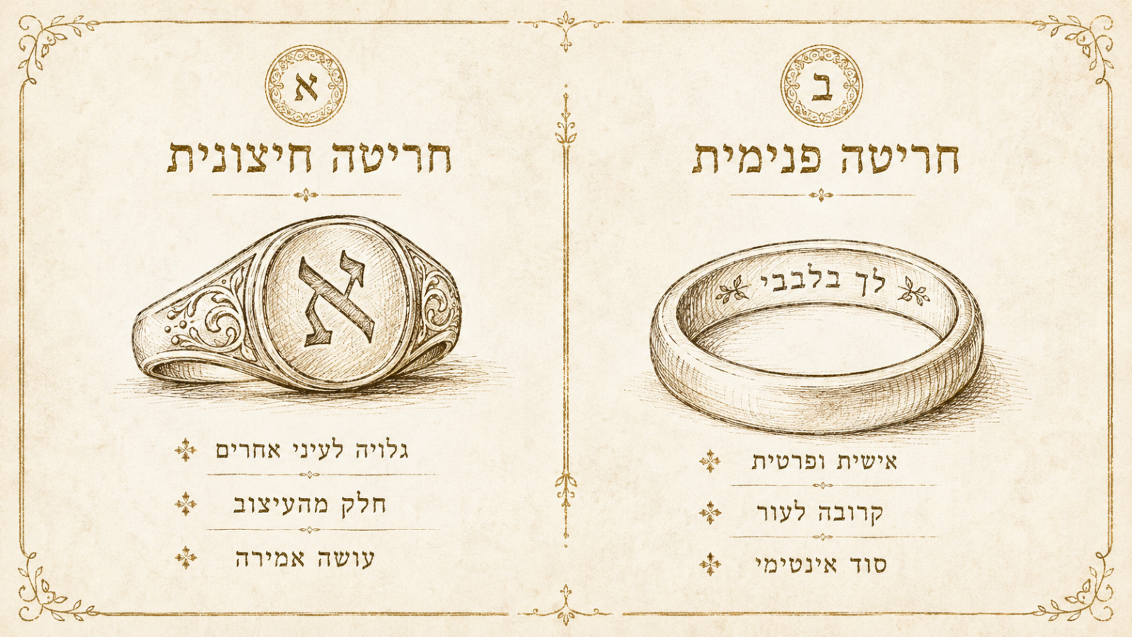 חריטה חיצונית לעומת חריטה פנימית בטבעת חותם