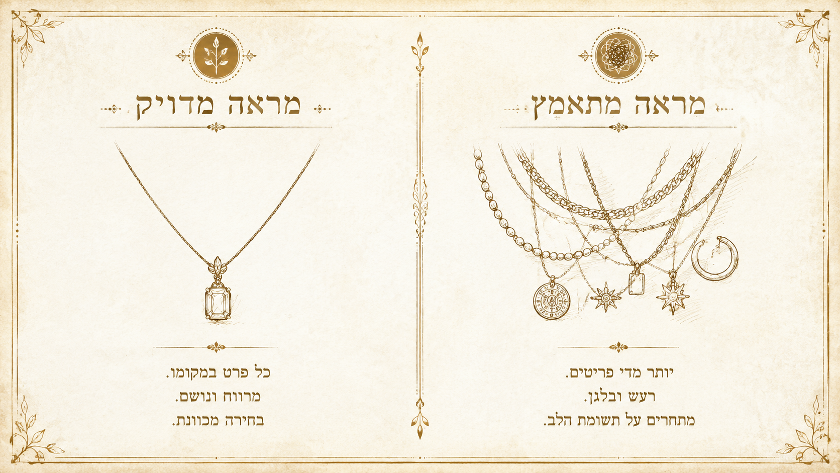 מראה מדויק לעומת מראה עמוס - הטבלה שתעזור לכם לבחור