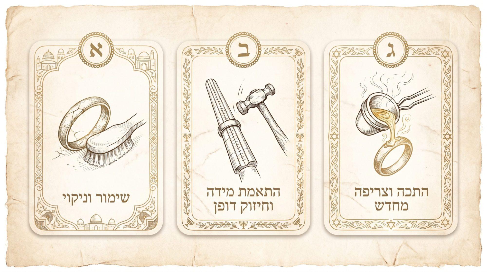 טבעת זהב משפחתית ישנה שעברה שלושה דורות
