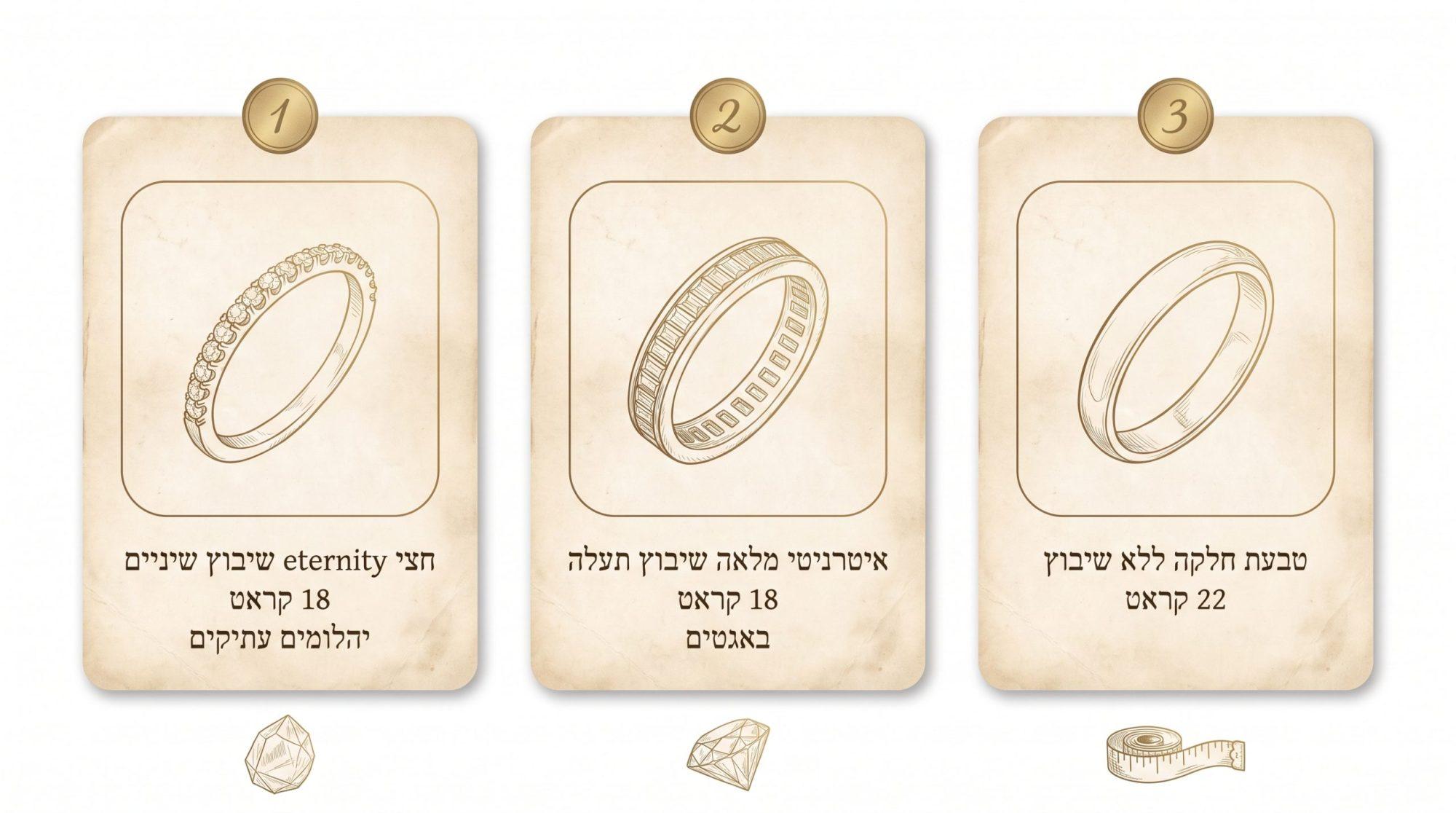 שלוש טבעות שונות מסטודיו ראומה לבן