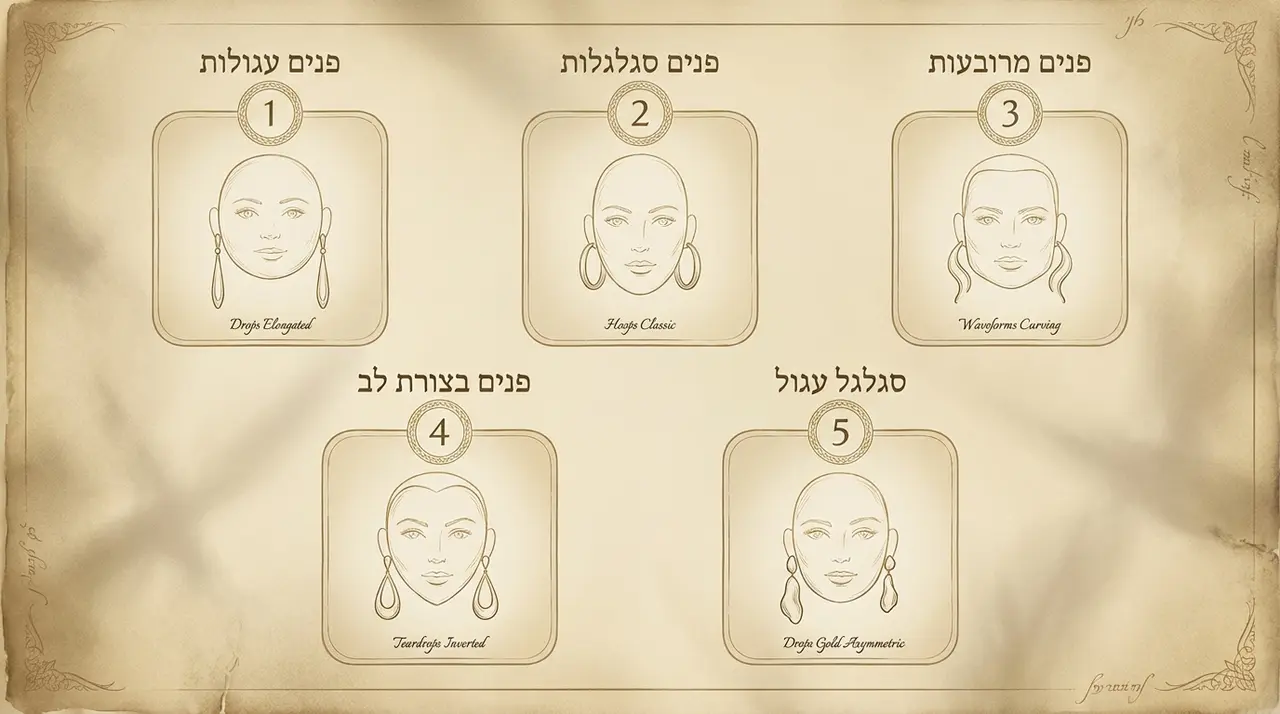 טבלת התאמה מהירה של עגילים לפי צורת פנים